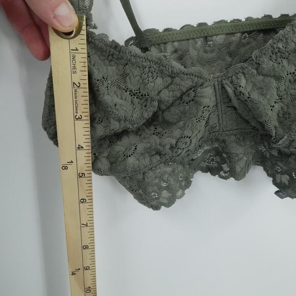 Aerie Bralette Womens M Green Lace Stretch Adjustable Straps‎ Cottagecore Boho - Picture 8 of 9